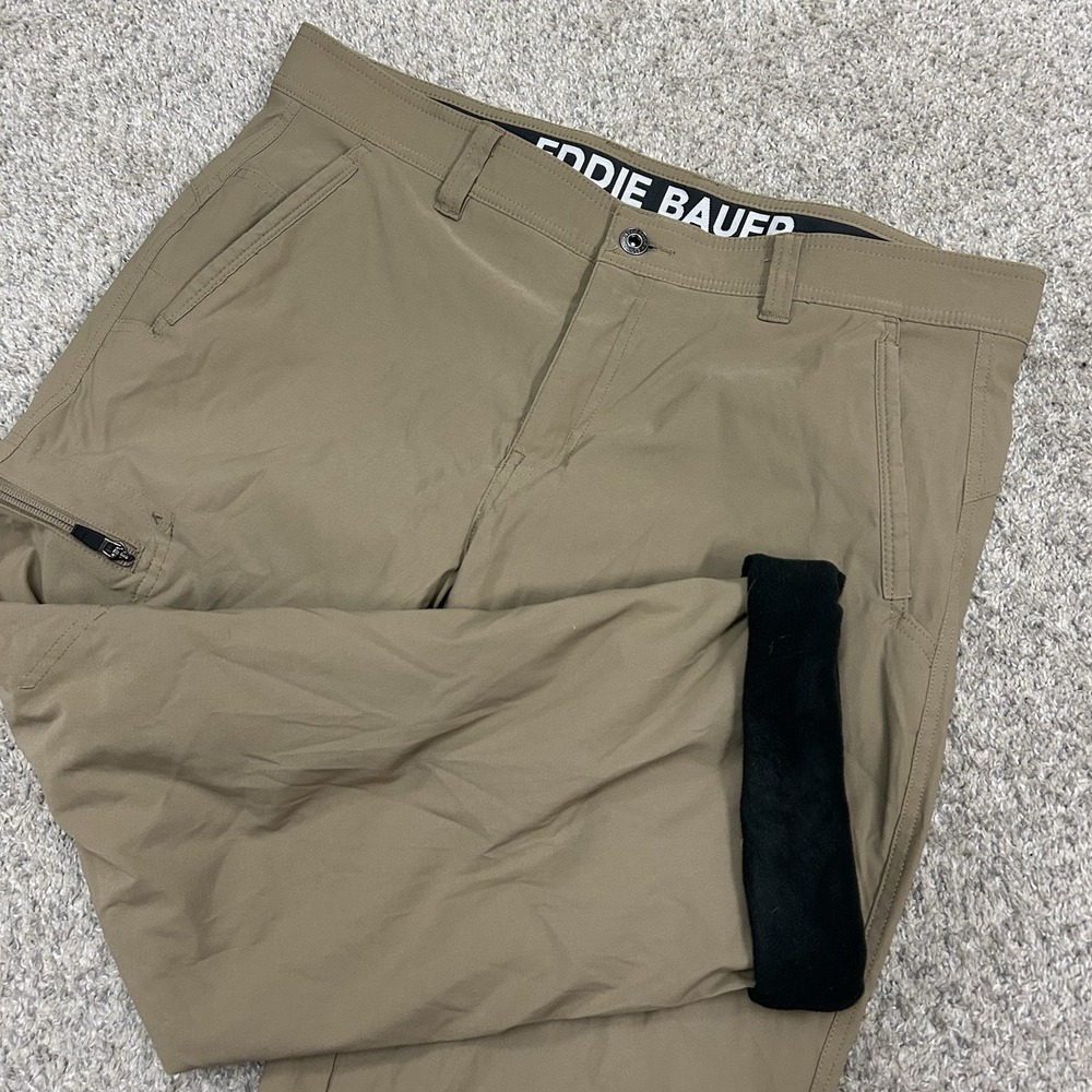 Eddie Bauer Rainier Fleece Lined Pants Mens 36X29 Brown Insulated Gorpcore Cargo